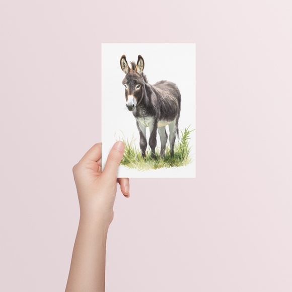Watercolor Donkey Wall Art Print, Unframed - Charming Farmhouse Decor - Picture 5 of 6